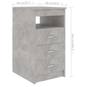 Cassettiera Grigio Cemento 40x50x76 cm in Legno Multistrato cod mxl 52096