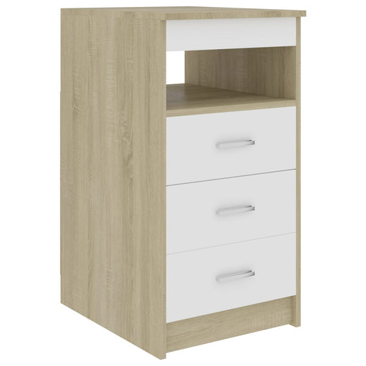 Cassettiera Bianco e Sonoma 40x50x76 cm in Legno Multistrato cod mxl 70015