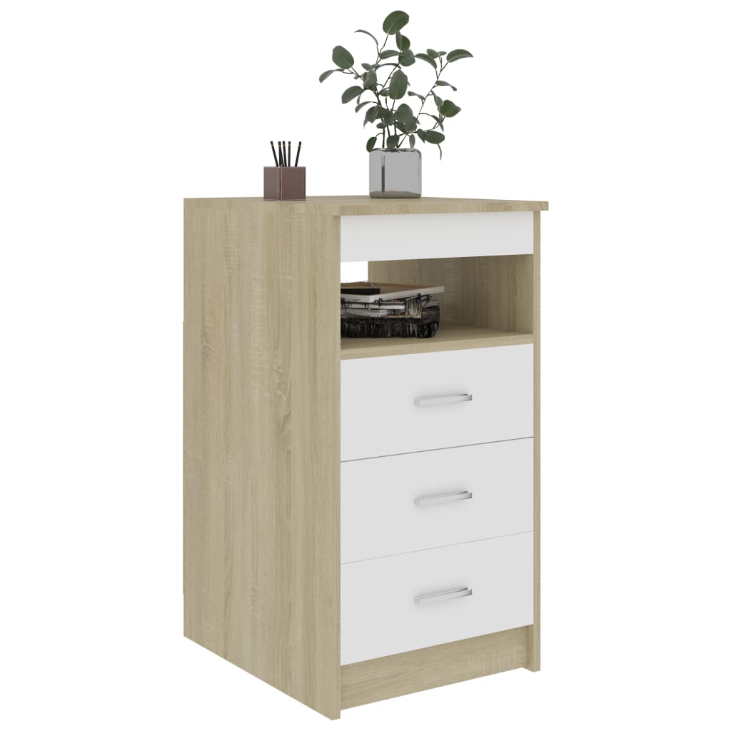 Cassettiera Bianco e Sonoma 40x50x76 cm in Legno Multistrato cod mxl 70015