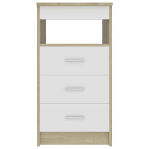 Cassettiera Bianco e Sonoma 40x50x76 cm in Legno Multistrato cod mxl 70015