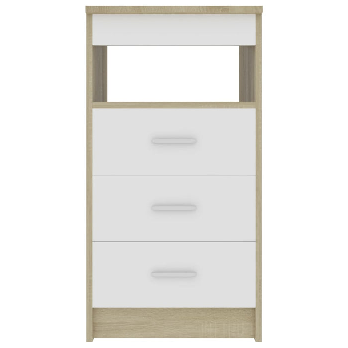 Cassettiera Bianco e Sonoma 40x50x76 cm in Legno Multistrato cod mxl 70015