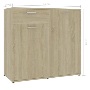 Credenza Rovere Sonoma 80x36x75 cm in Legno Multistrato 801826