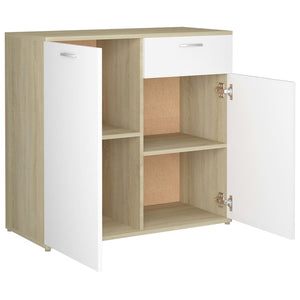 Credenza Bianco e Rovere Sonoma 80x36x75 cm in Truciolato cod 9106