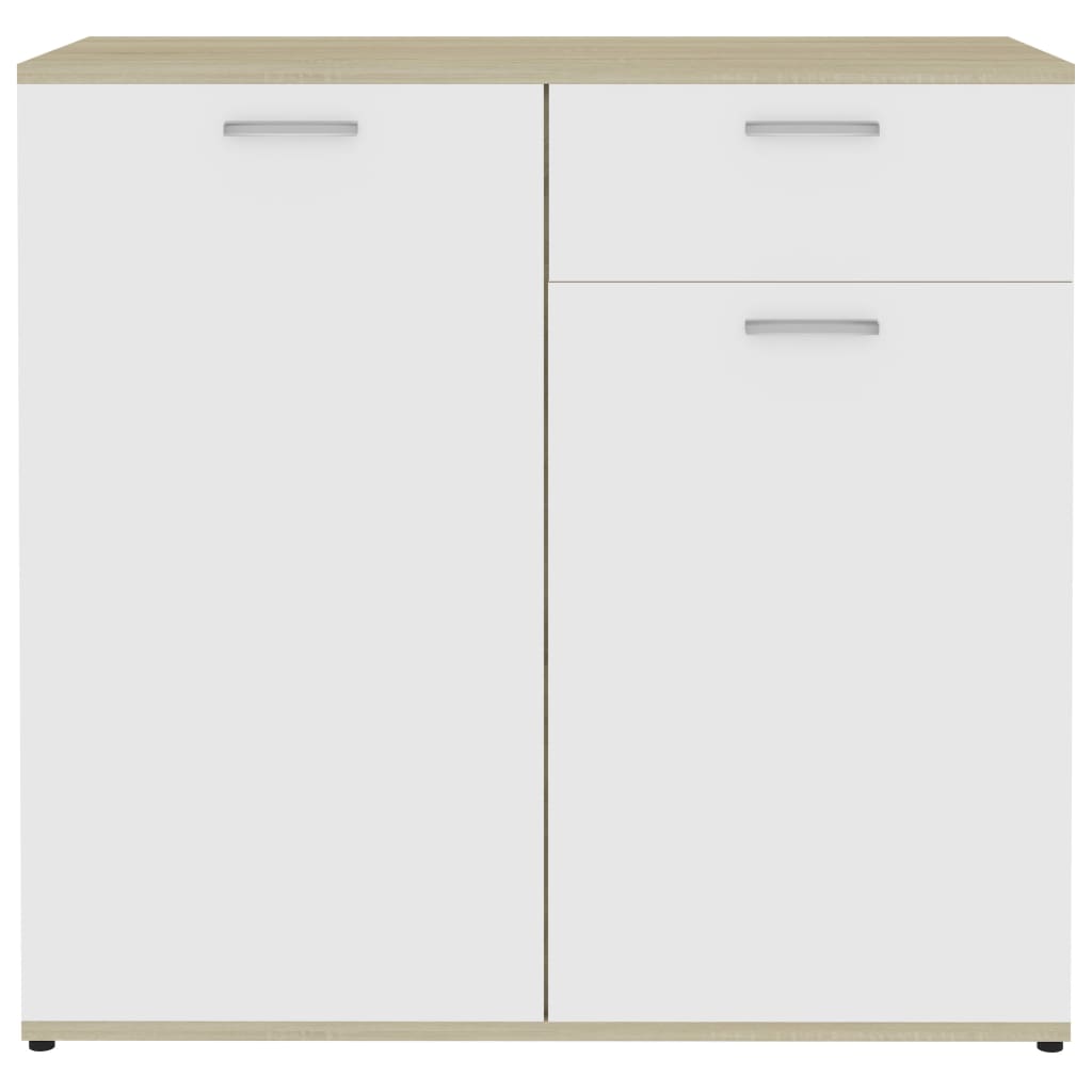 Credenza Bianco e Rovere Sonoma 80x36x75 cm in Truciolato cod 9106