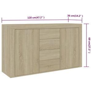 Credenza Rovere Sonoma 120x36x69 cm in Truciolato cod mxl 14871