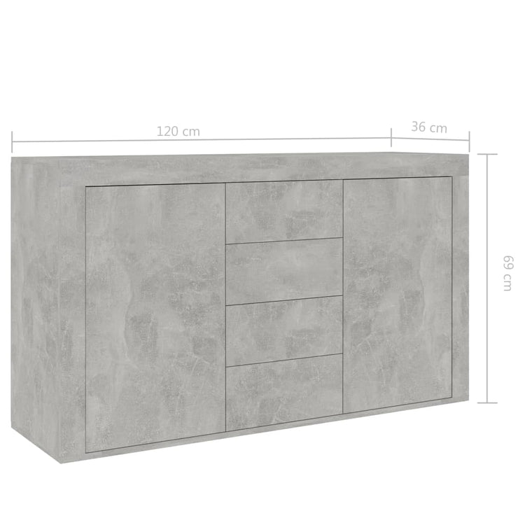 Credenza Grigio Cemento 120x36x69 cm in Truciolato