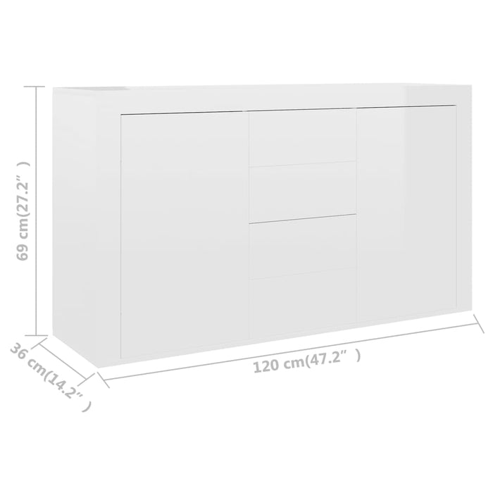 Credenza Bianco Lucido 120x36x69 cm in Truciolato cod mxl 12199