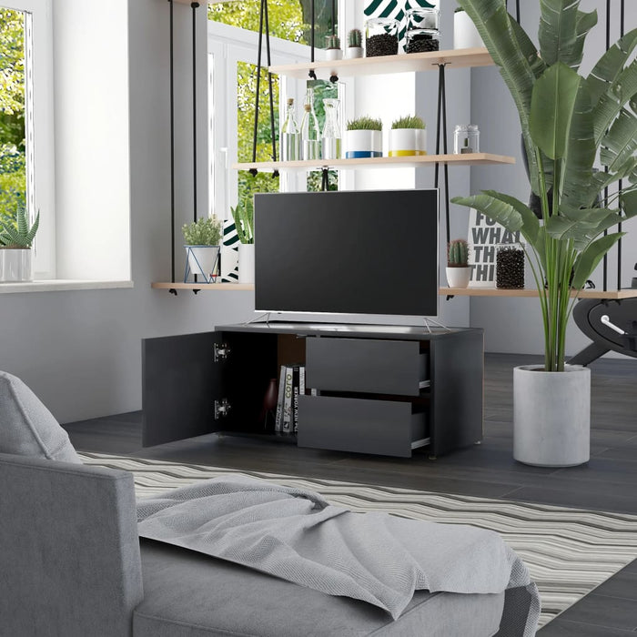 Mobile Porta TV Grigio 80x34x36 cm in Legno Multistrato 801852