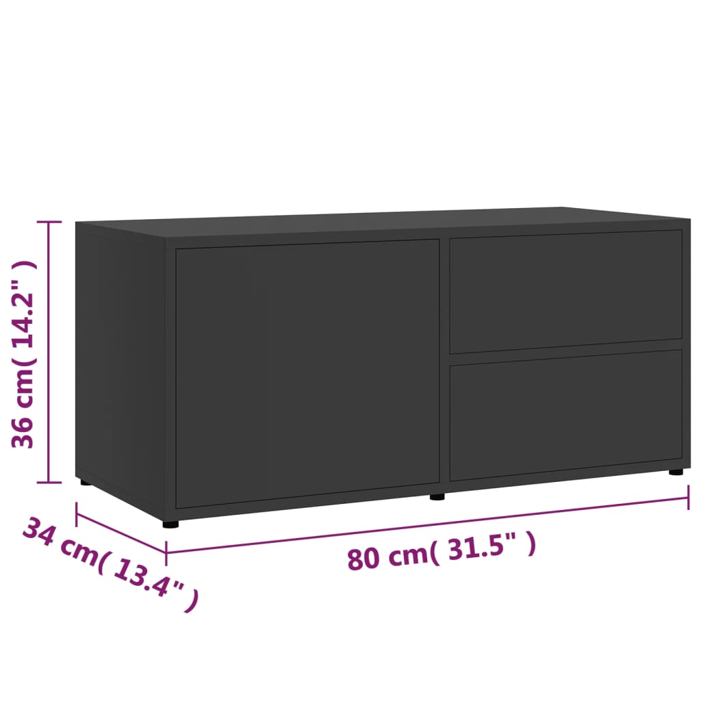 Mobile Porta TV Grigio 80x34x36 cm in Legno Multistrato 801852