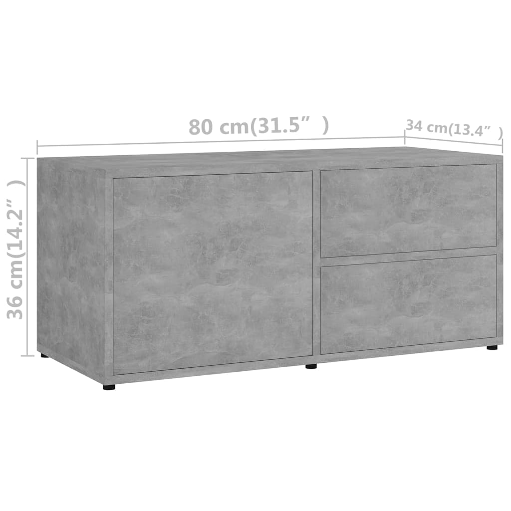 Mobile Porta TV Grigio Cemento 80x34x36 cm in Truciolato cod mxl 33926