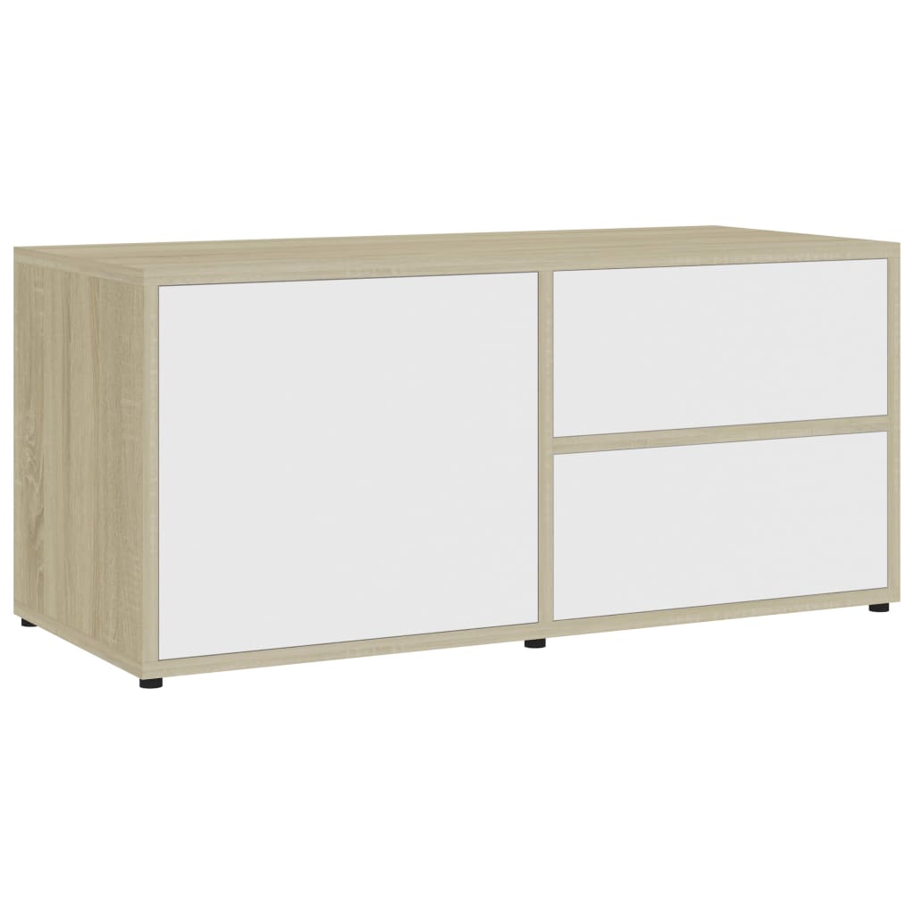 Mobile Porta TV Bianco e Rovere Sonoma 80x34x36 cm Truciolato cod mxl 59540