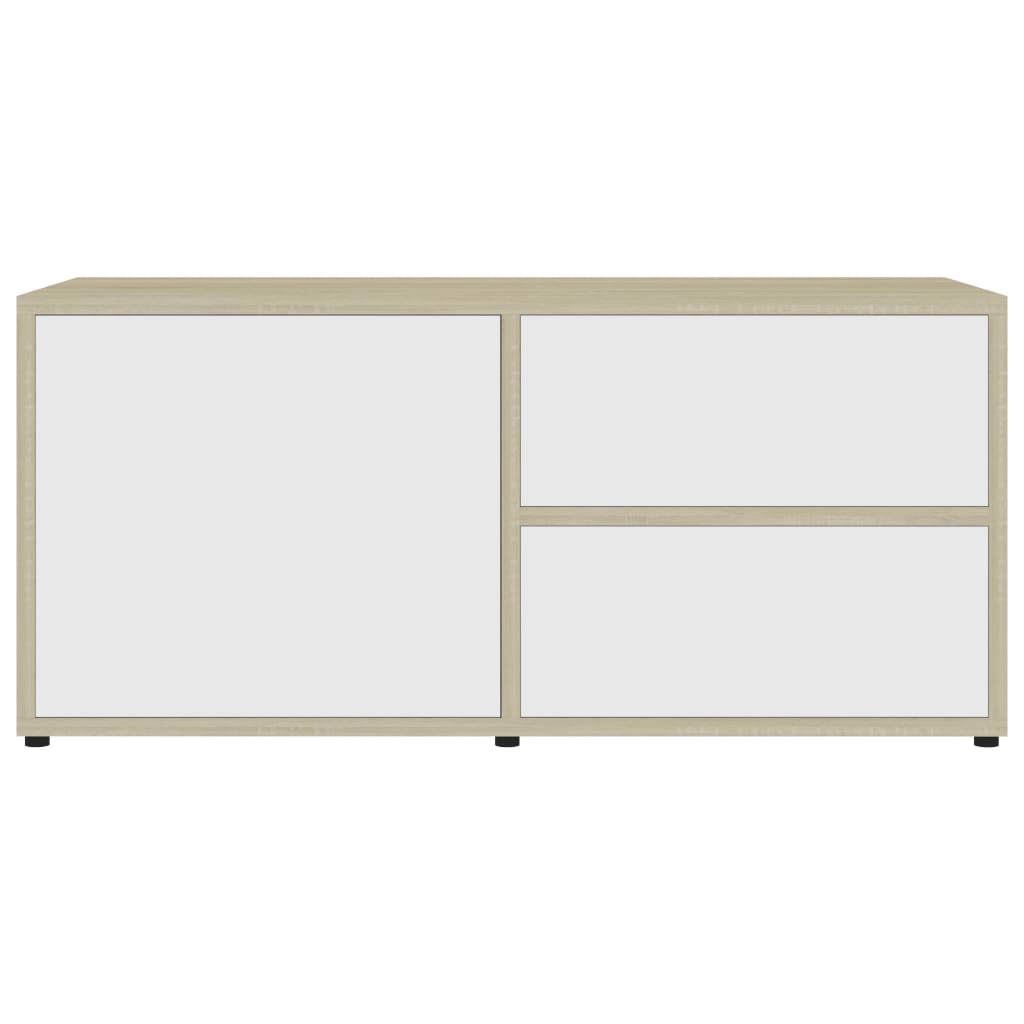 Mobile Porta TV Bianco e Rovere Sonoma 80x34x36 cm Truciolato cod mxl 59540