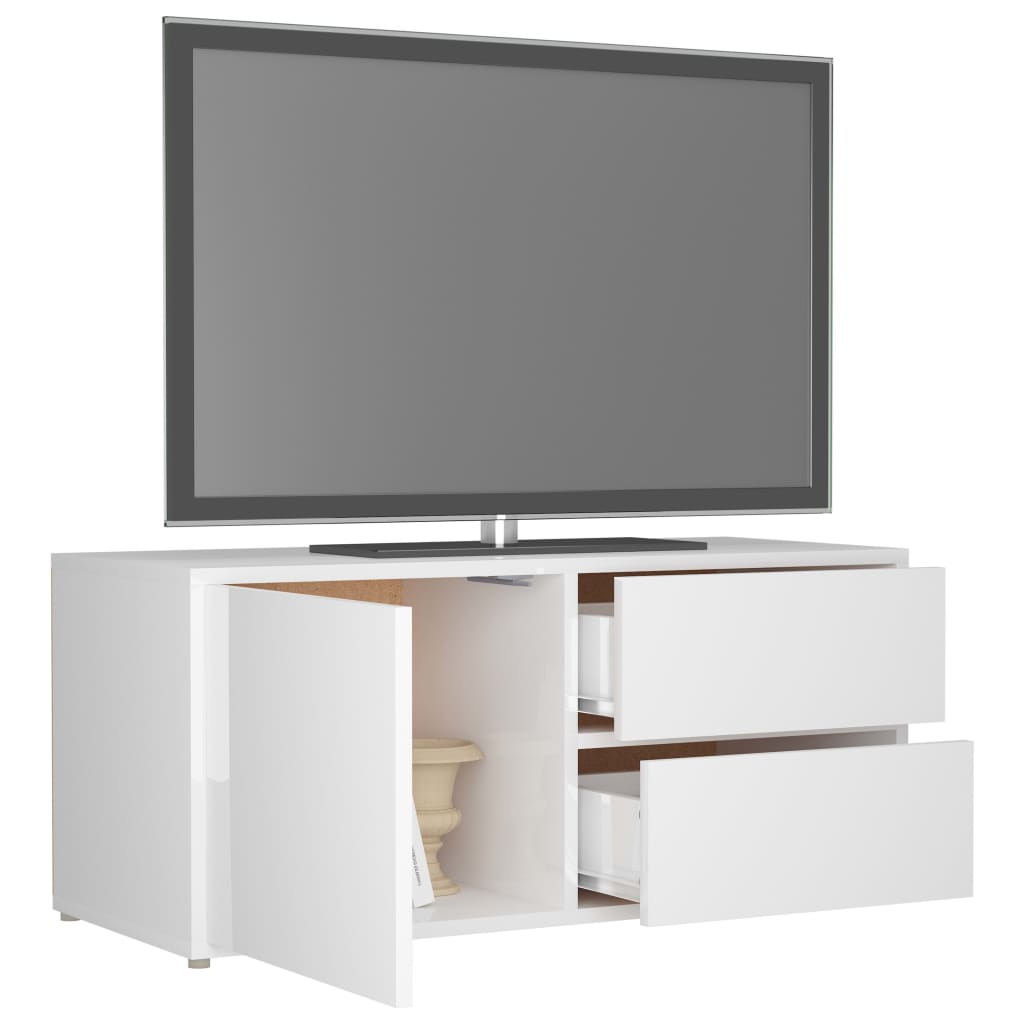 Mobile Porta TV Bianco Lucido 80x34x36 cm in Truciolato cod mxl 11762