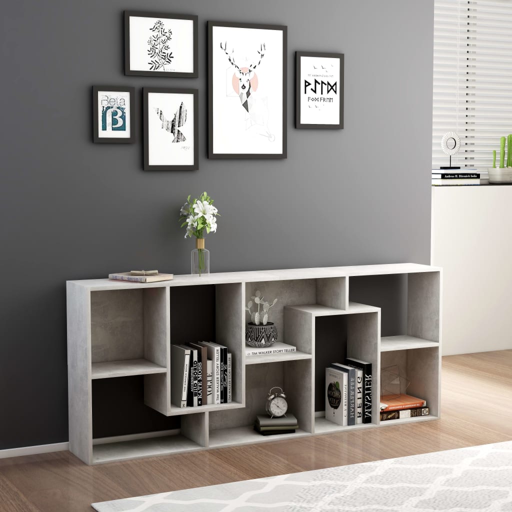 Libreria Grigio Cemento 67x24x161 cm in Legno Multistrato 801881