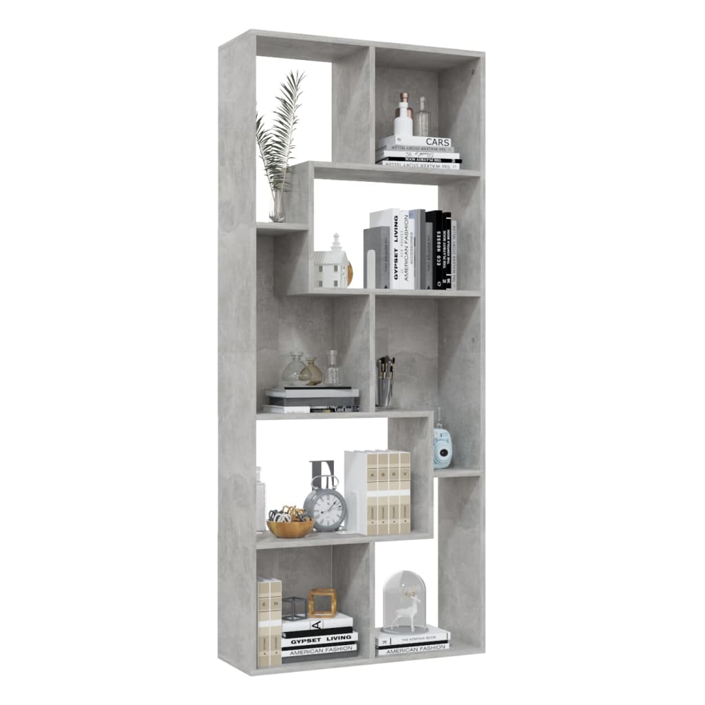 Libreria Grigio Cemento 67x24x161 cm in Legno Multistrato 801881