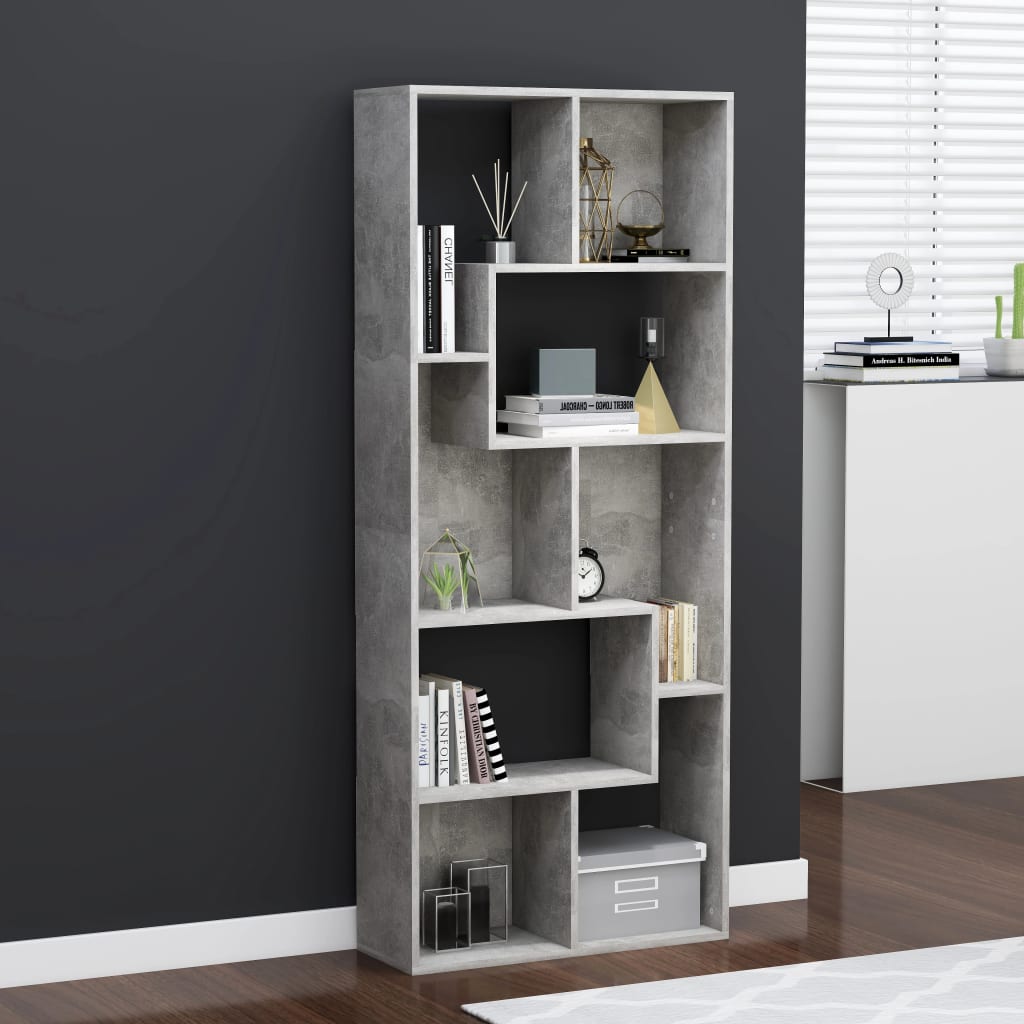 Libreria Grigio Cemento 67x24x161 cm in Legno Multistrato 801881