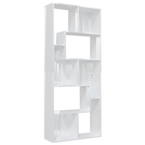 Libreria Bianco Lucido 67x24x161 cm in Legno Multistrato 801883