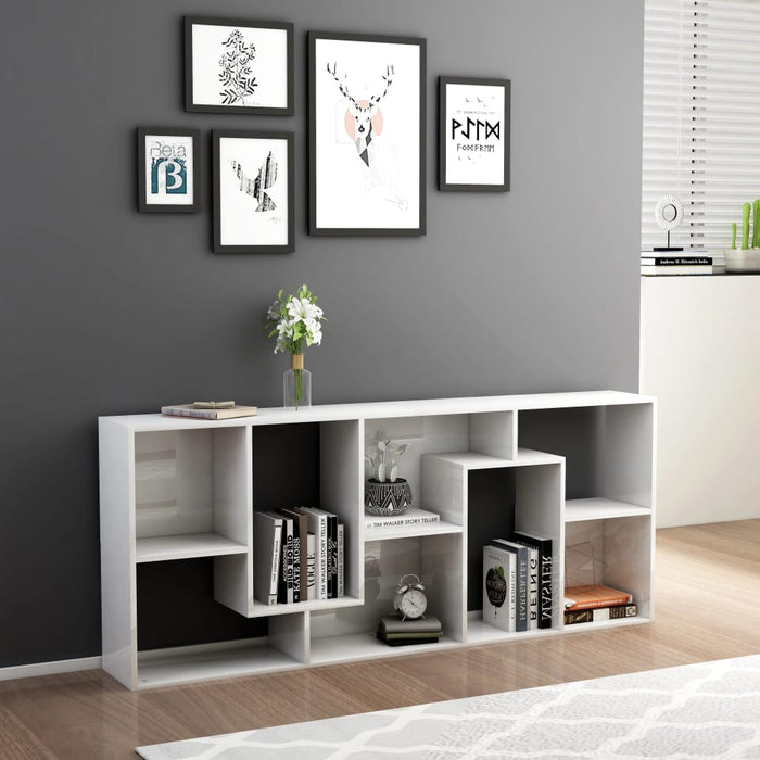 Libreria Bianco Lucido 67x24x161 cm in Legno Multistrato 801883