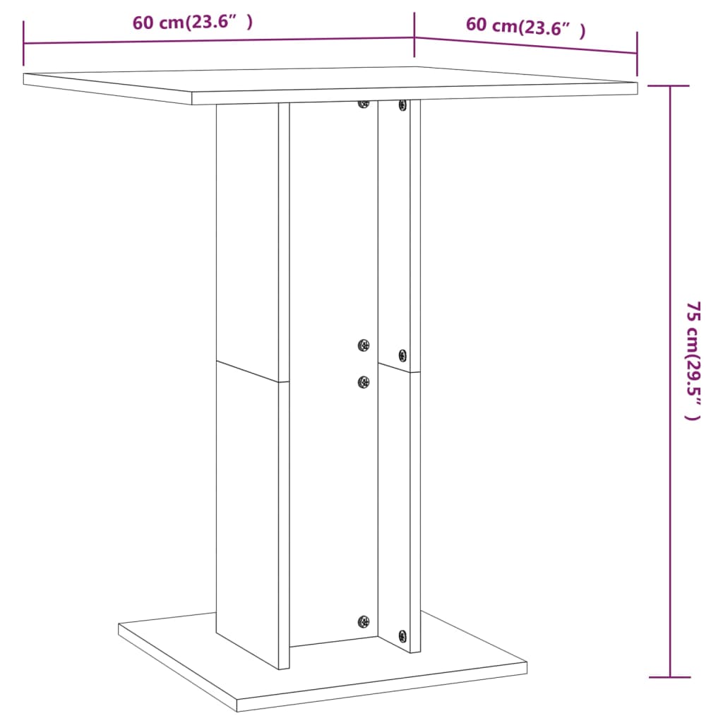 Tavolo da Bistrot Bianco 60x60x75 cm in Legno Multistrato 802102