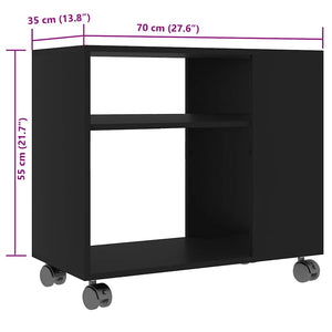 Tavolino da Salotto Nero 70x35x55 cm in Legno Multistrato 802121