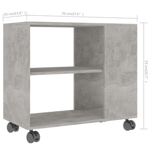 Tavolino Grigio Cemento 70x35x55 cm in Legno Multistrato 802124