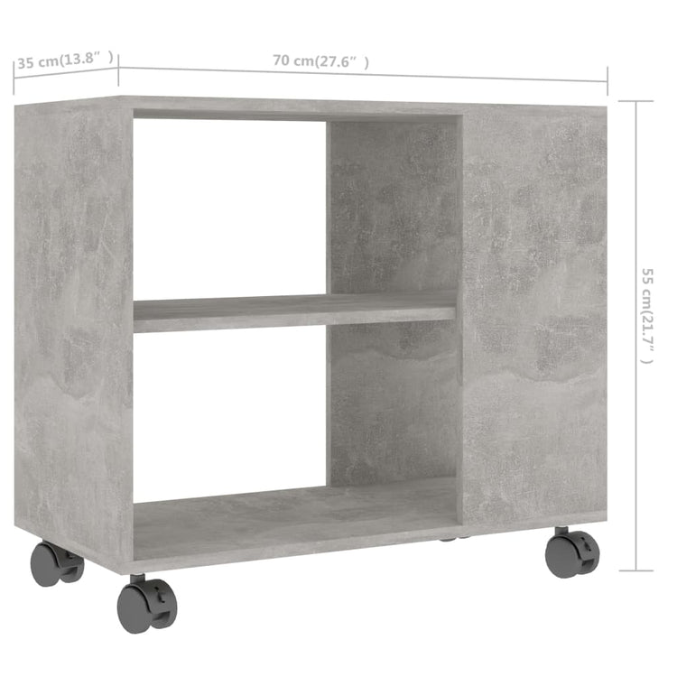 Tavolino Grigio Cemento 70x35x55 cm in Legno Multistrato