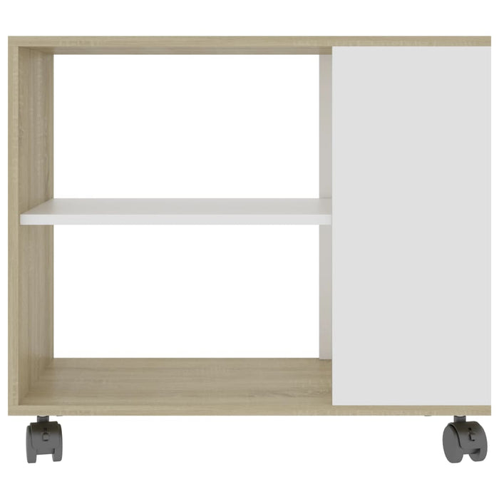 Tavolino Bianco e Sonoma 70x35x55 cm Legno Multistrato 802125