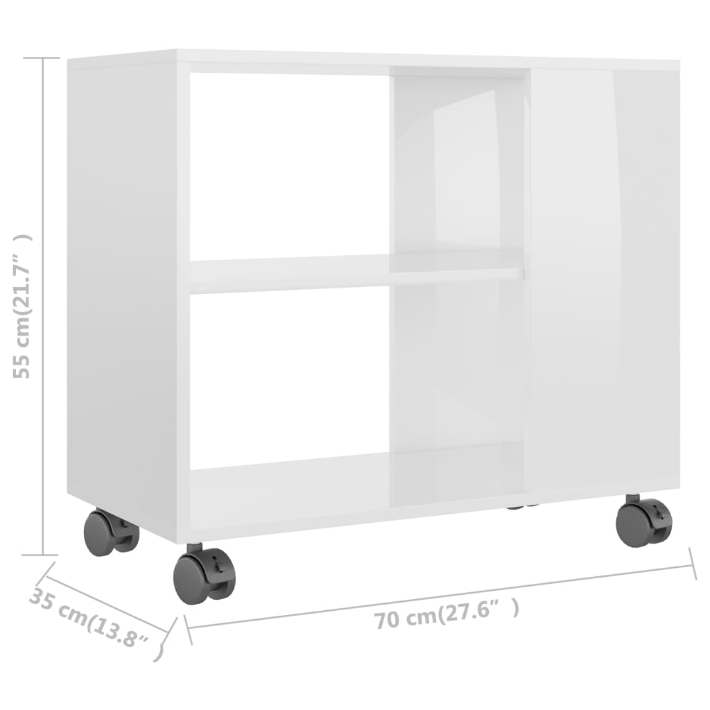 Tavolino da Salotto Bianco Lucido 70x35x55 cm Legno Multistrato cod mxl 15436