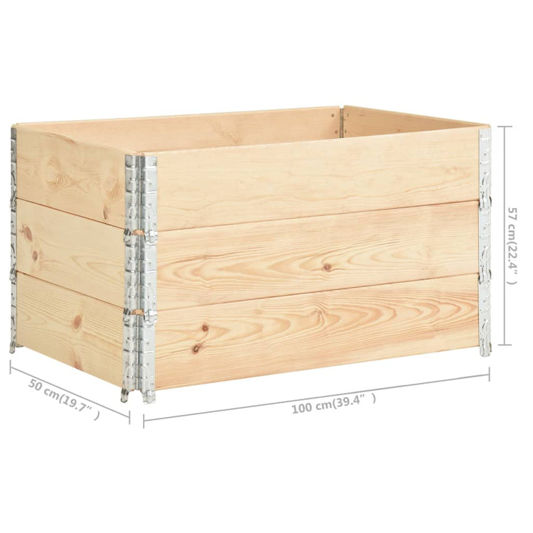 Collari per Pallet 3 pz 50x100 cm in Legno Massello di Pino 310053