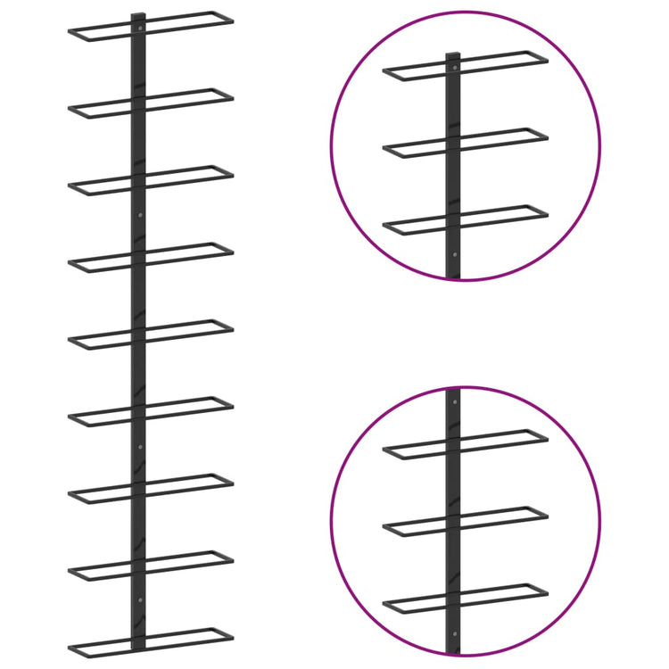 Portavini da Parete per 9 Bottiglie Nero in Ferro cod mxl 52631