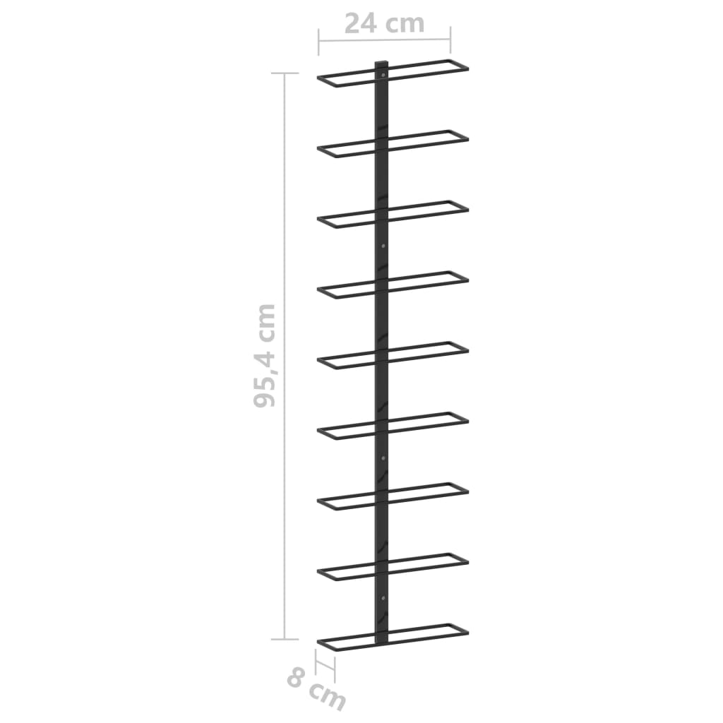 Portavini da Parete per 9 Bottiglie Nero in Ferro cod mxl 52631