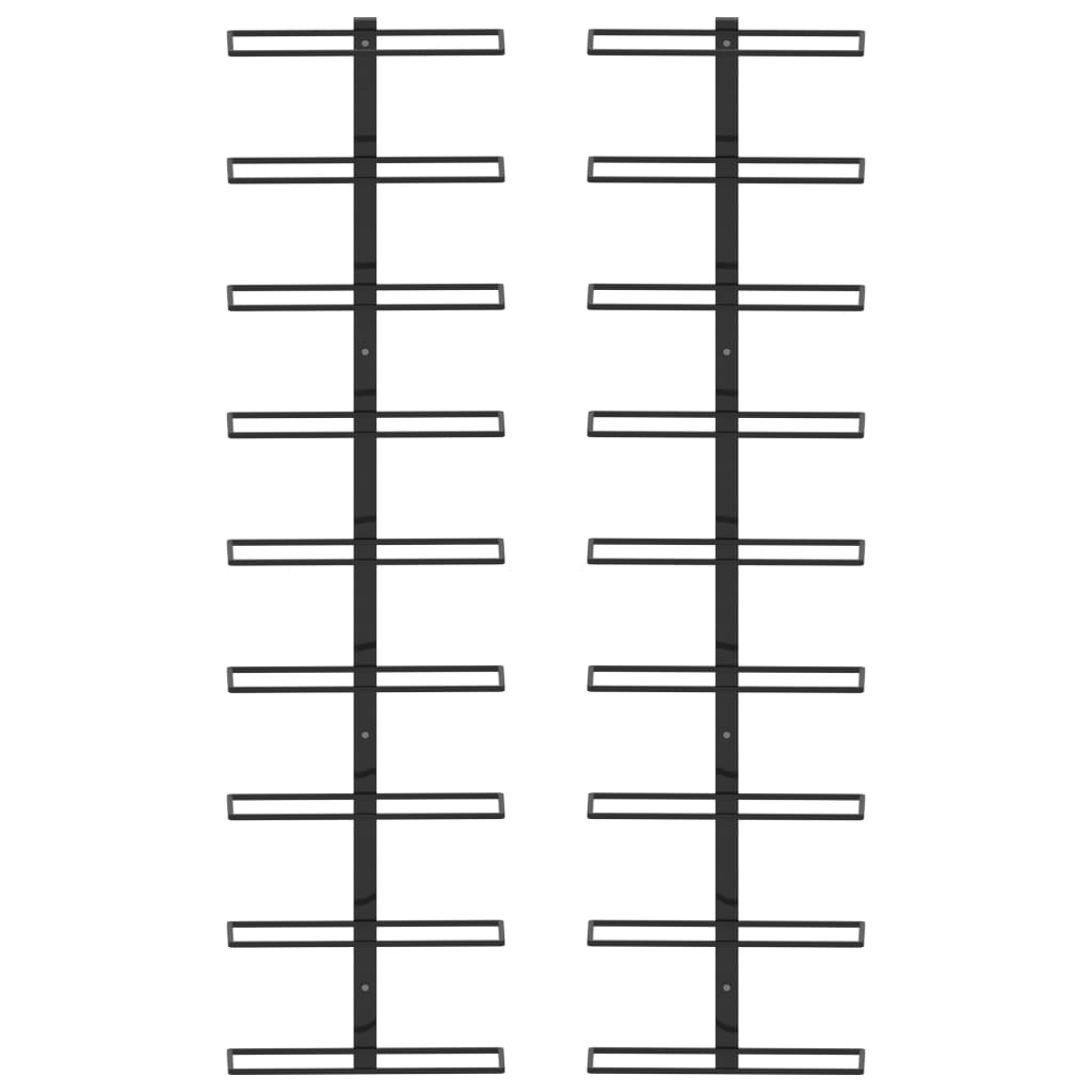 Portavini da Parete per 18 Bottiglie 2 pz Nero in Ferro  cod mxl 52777