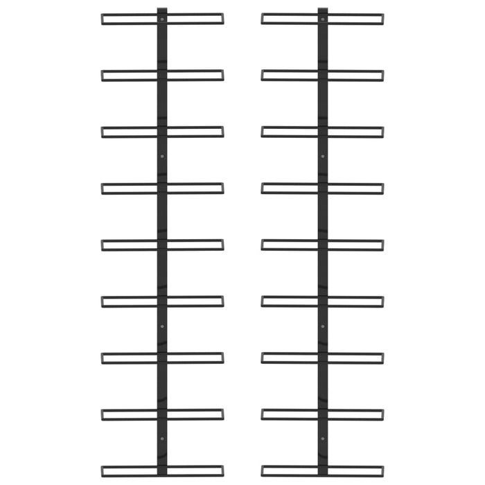 Portavini da Parete per 18 Bottiglie 2 pz Nero in Ferro  cod mxl 52777