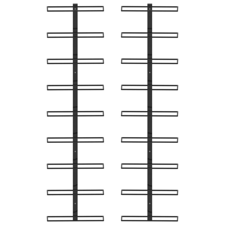 Portavini da Parete per 18 Bottiglie 2 pz Nero in Ferro  cod mxl 52777