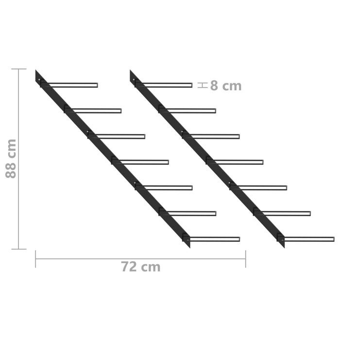 Portavini da Parete per 14 Bottiglie 2 pz Nero in Metallo 289565