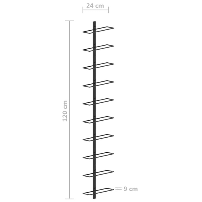 Portavini da Parete per 10 Bottiglie Nero in Metallo cod mxl 53557