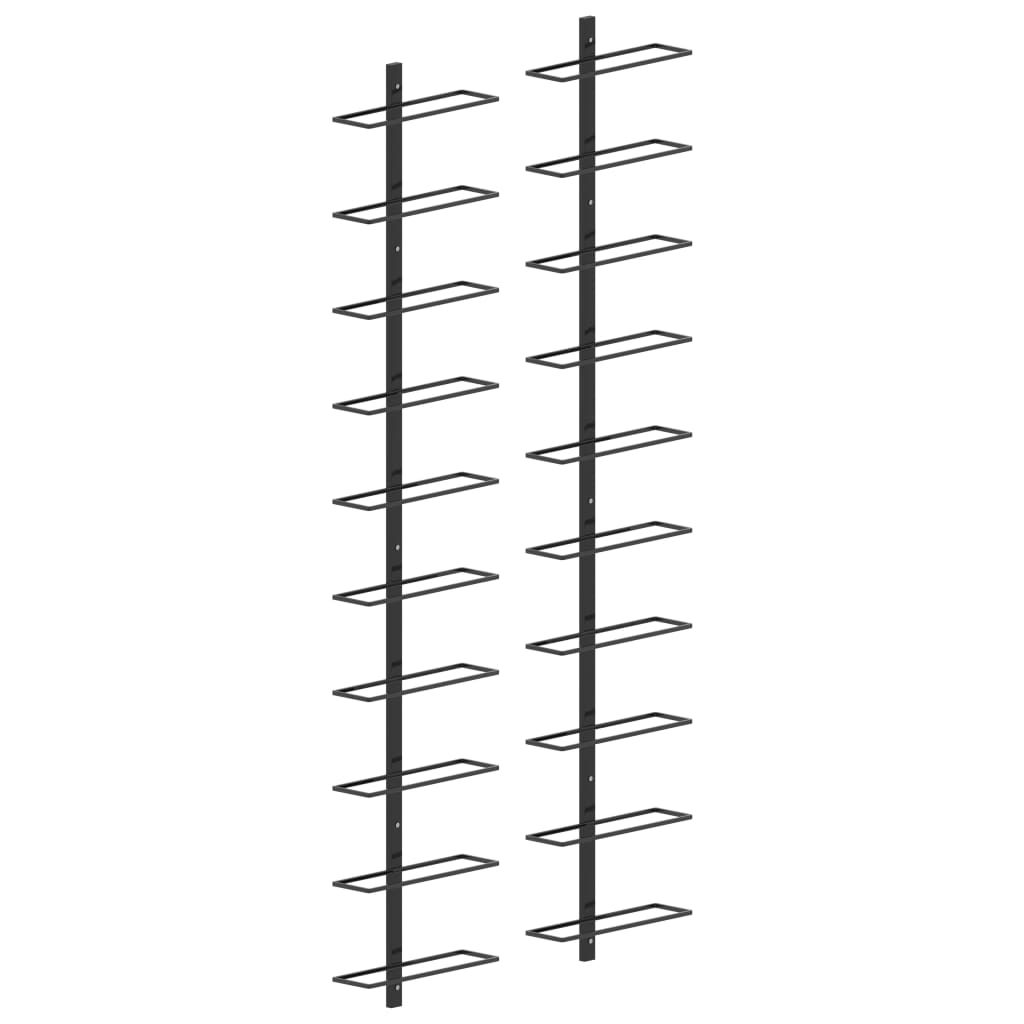 Portavini da Parete per 20 Bottiglie 2 pz Nero in Metallocod mxl 73104