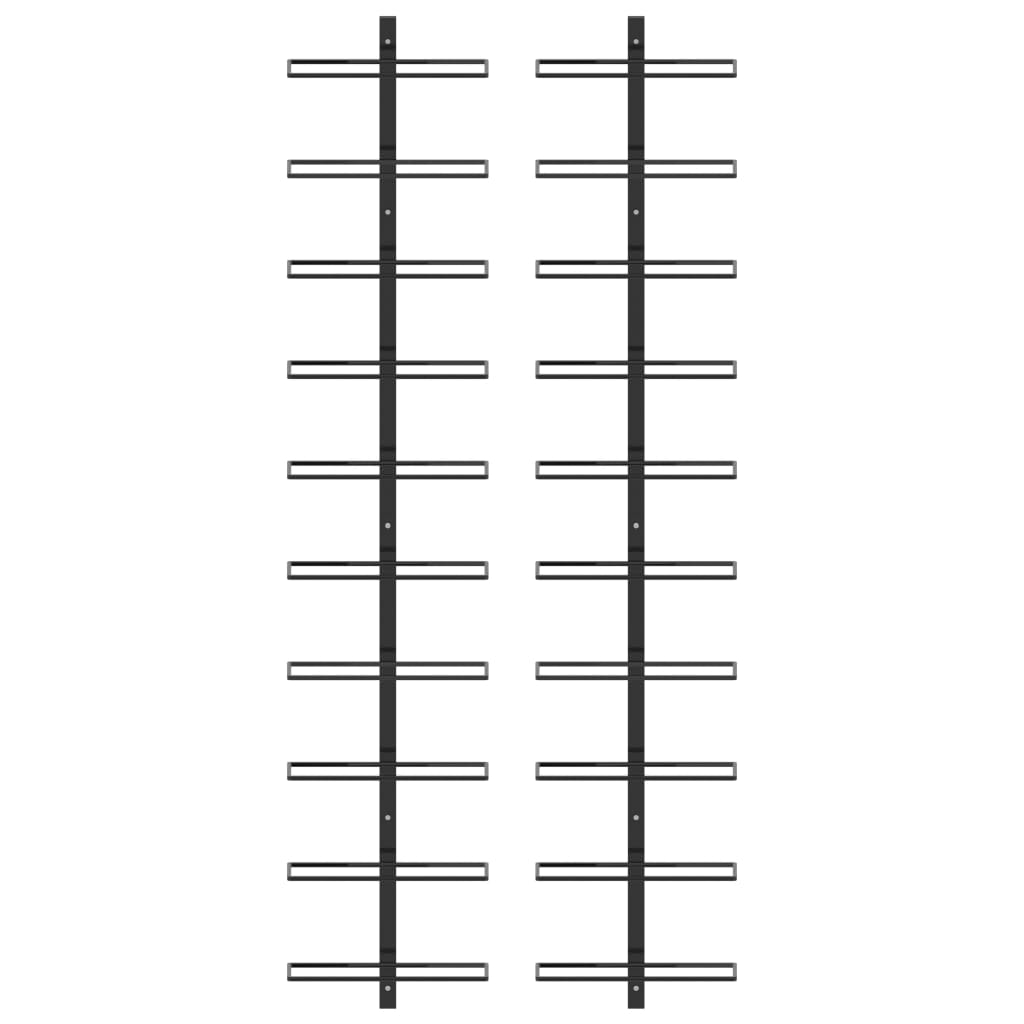 Portavini da Parete per 20 Bottiglie 2 pz Nero in Metallocod mxl 73104