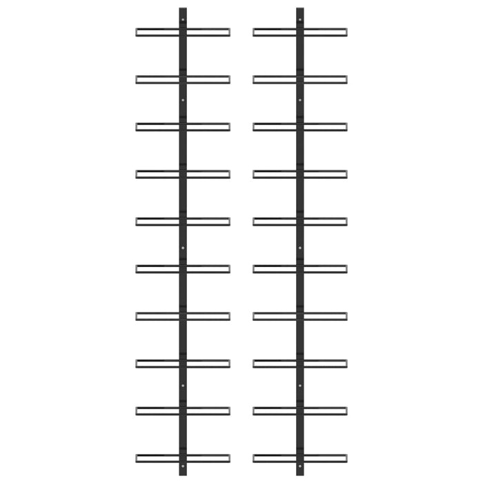 Portavini da Parete per 20 Bottiglie 2 pz Nero in Metallocod mxl 73104