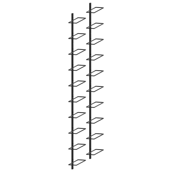 Portavini da Parete per 20 Bottiglie 2 pz Nero in Metallocod mxl 73104