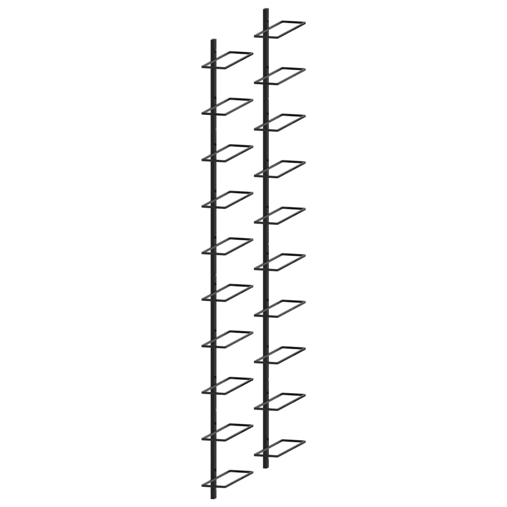 Portavini da Parete per 20 Bottiglie 2 pz Nero in Metallo 289567