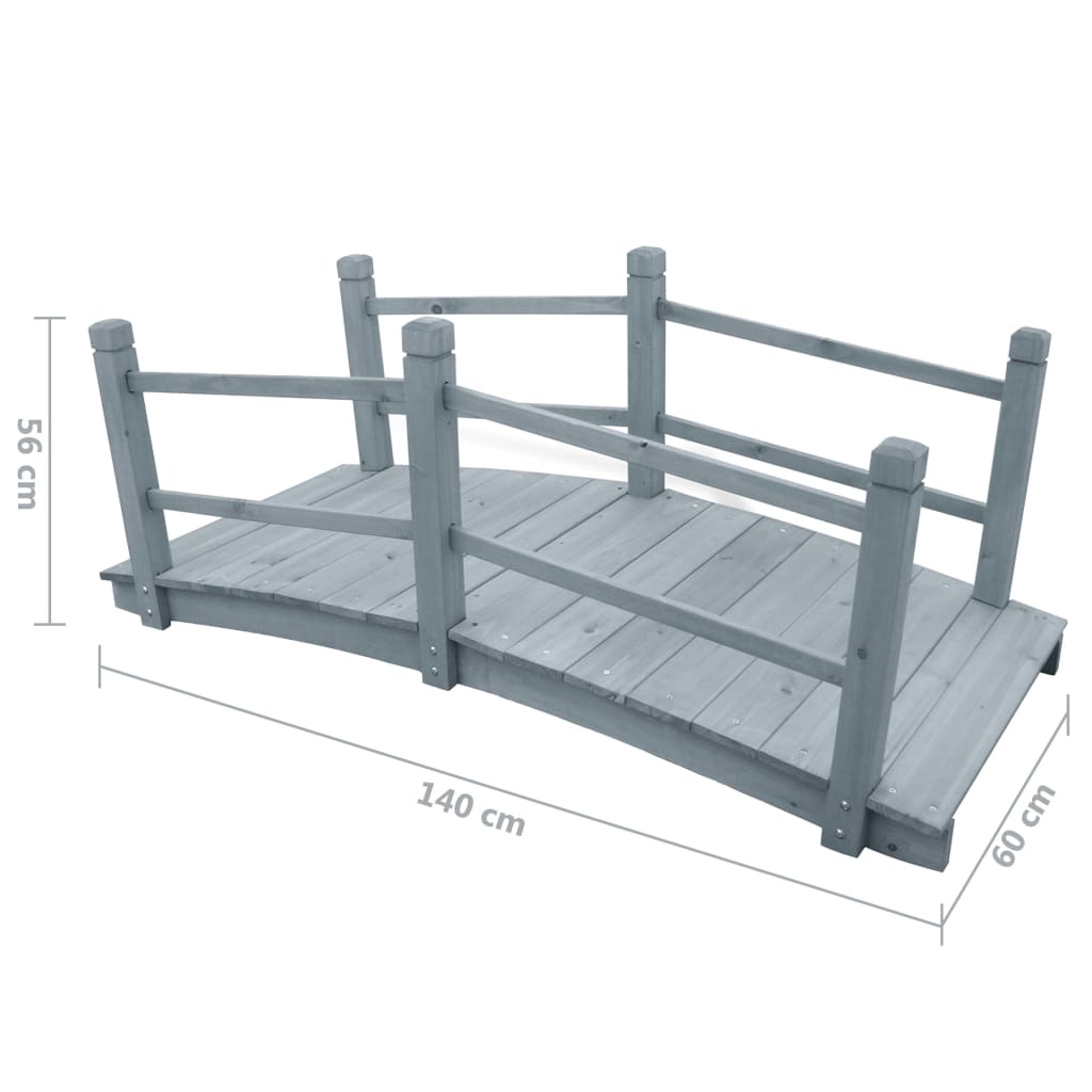 Ponte da Giardino Grigio 140x60x56cm in Legno Massello di Abete 310040