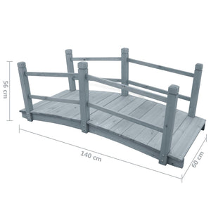 Ponte da Giardino Grigio 140x60x56cm in Legno Massello di Abete 310040