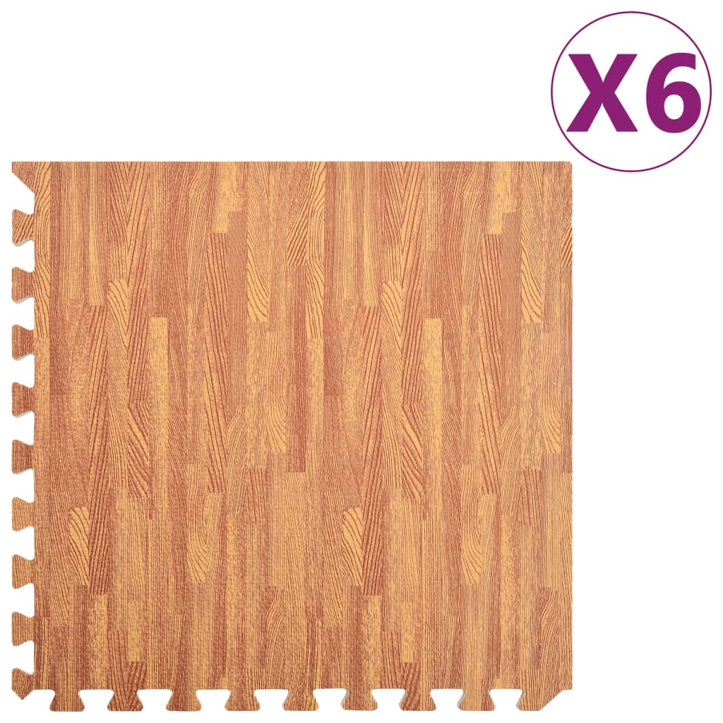 Tappetino a Incastro 6 pz Venature Legno 2,16 ㎡ Schiuma EVA