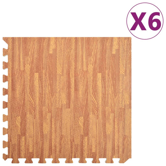 Tappetino a Incastro 6 pz Venature Legno 2,16 ㎡ Schiuma EVA 92458