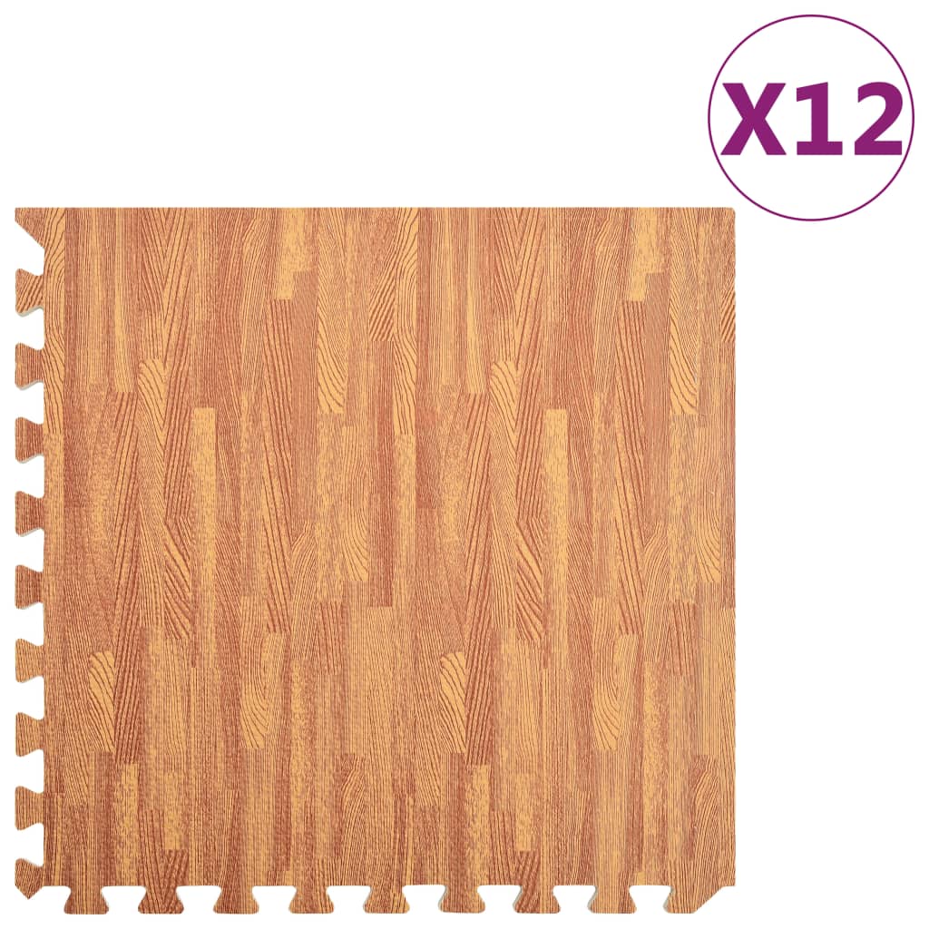 Tappetino a Incastro 12 pz Venature Legno 4,32 ㎡ Schiuma EVAcod mxl 106224