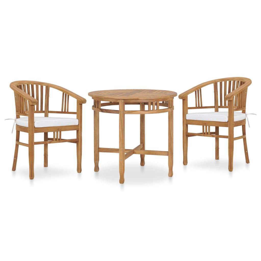 Set da Pranzo da Giardino 3 pz con Cuscini in Legno di Teak cod mxl 32979