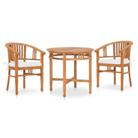 Set da Pranzo da Giardino 3 pz con Cuscini in Legno di Teak cod mxl 32979