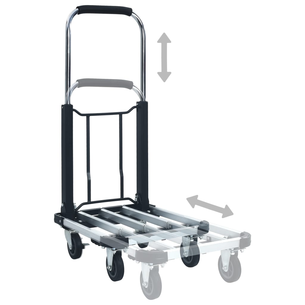 Carrello per Trasporto Pieghevole 150 kg in Alluminio Argento  