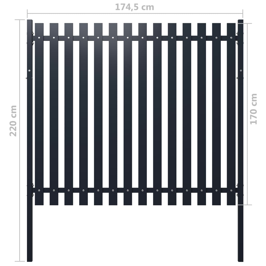 Pannello di Recinzione Antracite 174,5x170cm Acciaio Verniciato 146474